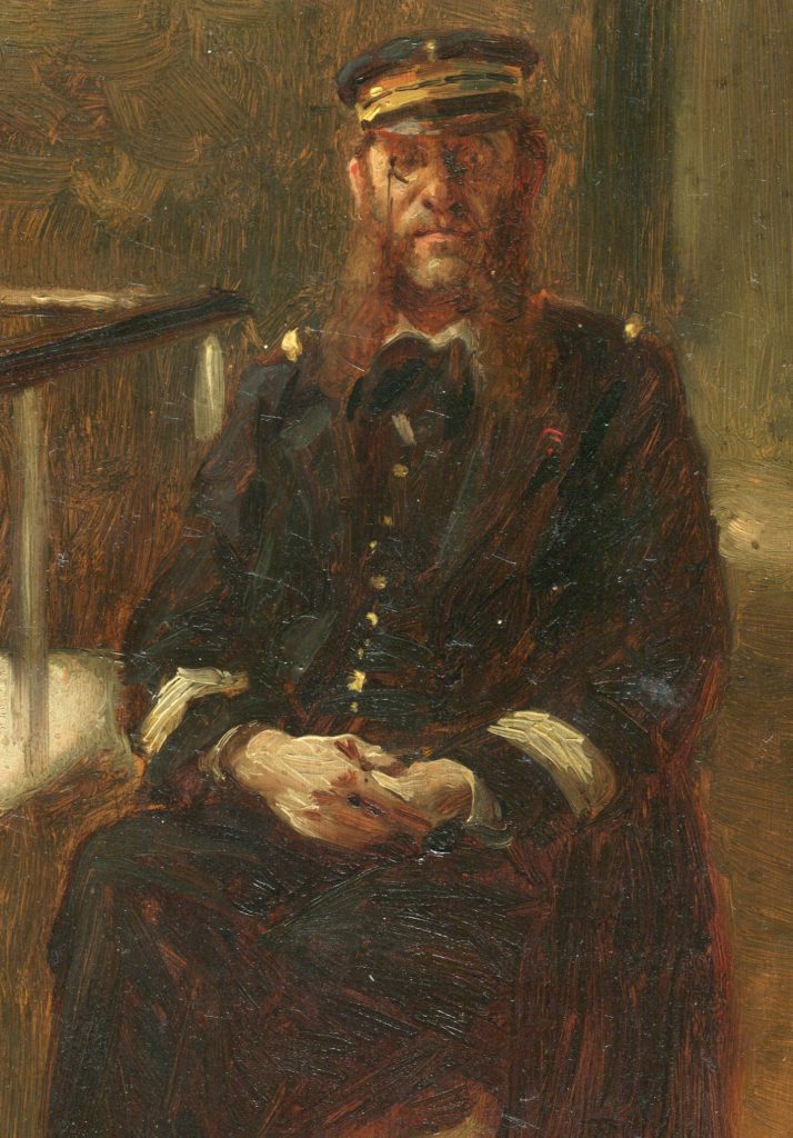 Augustin Emmanuel Félix Marie D'HOMBRES
(1836 - 1904)
Né le 18 août 1836 à Saint-Jean du Bruel (Aveyron). Commandant de la base de Cherbourg. Tableau de 1884